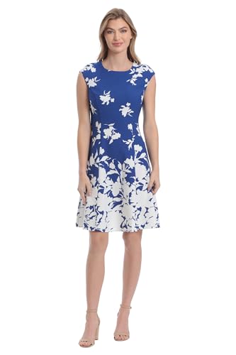 Image of London Times Womens Dresses Cap Sleeve Fit and Flare - Elegant Summer Cocktail Graduation Garden Party Wedding Guest Dress