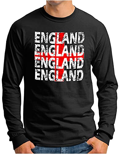 T-shirt manches longues homme Angleterre grande taille noir confortable du S au 4XL