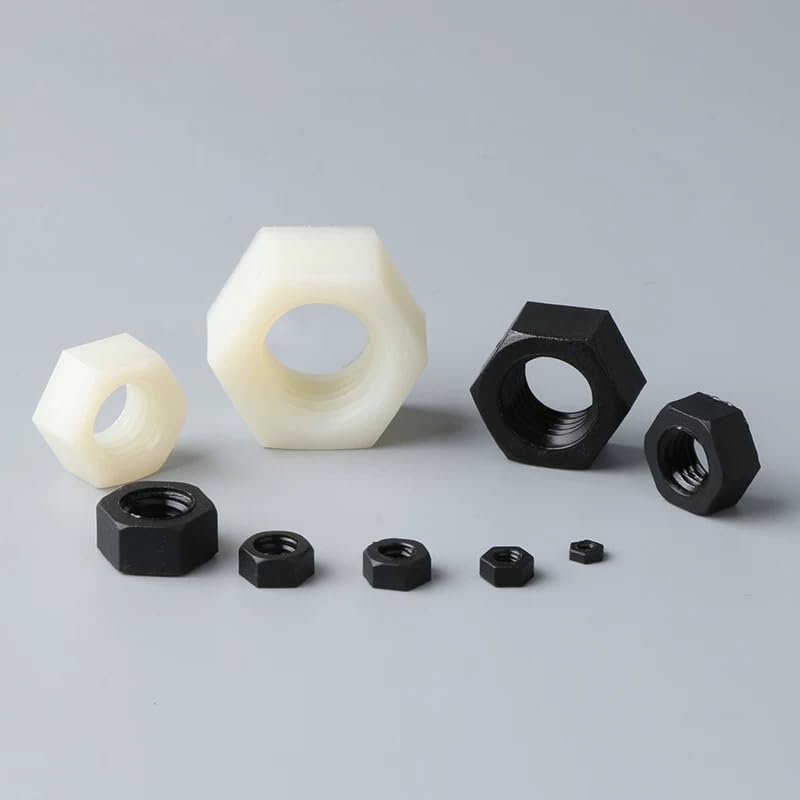 White/Black Nylon DIN934 Hexagon Nuts Hex Nuts M2 M2.5 M3 M4 M5 M6 M8 M10 M20 (White,M16,100pcs)