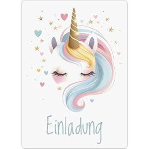Packlist Einhorn Einladungskarten Kindergeburtstag 12er Set