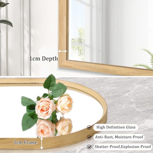 Image of Arched Mirror Bathroom Wall Mirror 16 inchx12 inch Brushed Metal Vanity Wall Mounted Mirror for LivingRoom Bedroom Entryway Room Home Decor