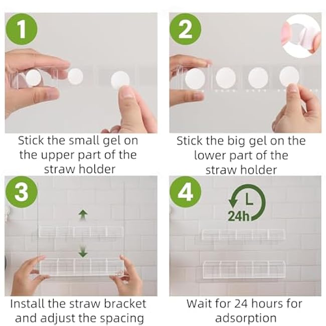 Acrylic Straw Holder for Cabinet Door - Reusable Straw Organizer with Strong Adhesive, Space for Kitchen Counter Cupboard