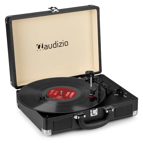 Audizio RP114BK Platine Vinyle Rétro avec Haut-Parleurs Intégrés - Noire, Lecture 33/45 & 78 Tours, Fonction de Numération pour Ordinateur, Idéal pour...