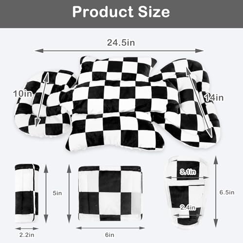 Image of DILIMI Infant Car Seat Insert, Baby Car Seat Head Support with 3 Strap Paddings, Soft Newborn Car Seat Cushion for Stroller, Swing, Bouncers, Black Checkered