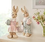 Dekoleidenschaft großer Osterhase Eiermaler 48 cm hoch, Dekofigur, Hasen-Dekoration, Osterdeko, Dekohase oder Dekohäsin, wetterfest, Garten-Deko für Draußen (Hasenmädchen)