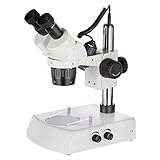 AmScope SWDG-2B24 20X-40X Super Widefield Pillar Stand Stereo Microscope with Top & Bottom Halogen Lights