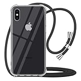 YESPURE for iPhone Xs Max Clear Case Adjustable Shoulder Neck Lanyard Crossbody Strap Phone Cover Women Girls Soft Slim Shockproof Protective Mobile Case for iPhone Xs Max - Black