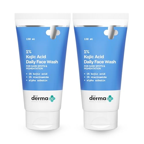 Image of The Derma Co 1% Kojic Acid Face Wash I With Niacinamide & Alpha Arbutin I Reduces Dark Spots & Pigmentation I Cleanses & Brightens Skin I Non-Drying Formula I For All Skin Types - 150 ml (Pack of 2)