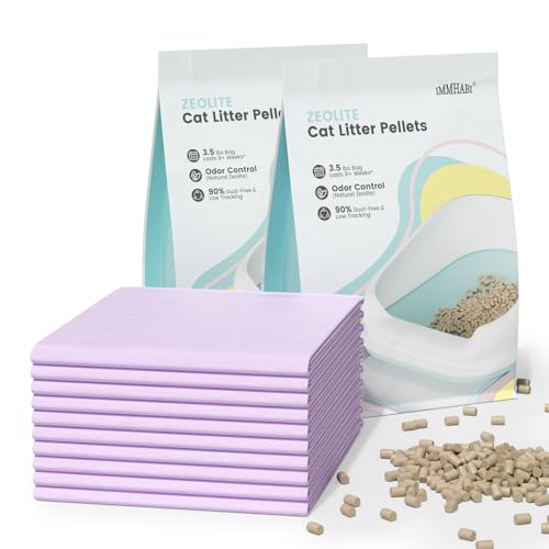 Basic Zeolite Cat Litter Pellets 7lbs & Cat Pee Pads 10 Count Set