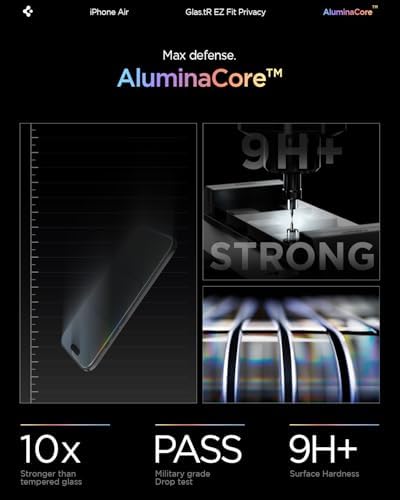 Spigen iPhone Air ile Uyumlu Hayalet Cam Ekran Koruyucu AluminaCore™ iyonlaştırılmış Güçlendirilmiş Cam Teknolojisi Kolay Kurulum GLAS.tR EZ Fit Privacy HD (2 Adet) - AGL09862 - Görsel 4