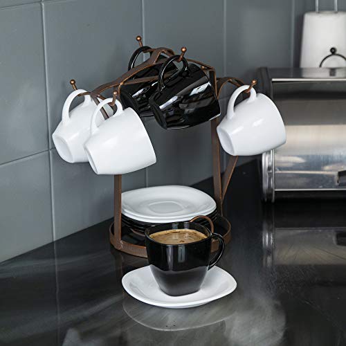 Demitasse Cup and Plate Holder Countertop Stand for Espresso and Tea Sets (Pitcher (6 cups & Plates), Vintage)