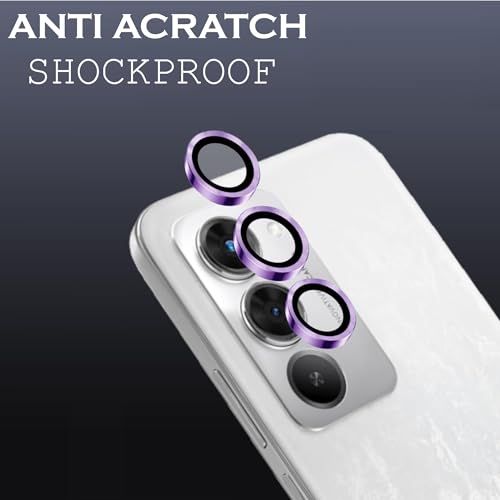 Image of Amazon Brand - Solimo Camera Glass Lens Protector Ring for Redmi 15 5G Case Friendly with Edge to Edge Coverage and Easy Installation (Purple)