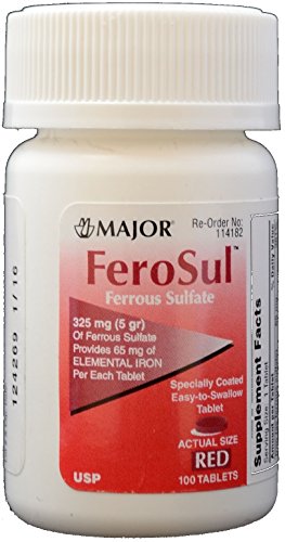 Ferrous Sulfate Fc 325Mg (5Gr) Generic For Feosol Red Tablets 100 Tablets Per Bottle 6 Pack Total 600 Tablets #TOP4