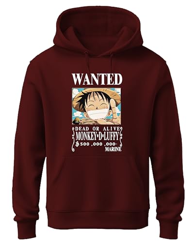 Image of Khakey Black Colour Mens Hoodie | Cotton Solid Sweatshirt with Hood | Onepiece Monkey D Luffy | Anime Hoodies for Men