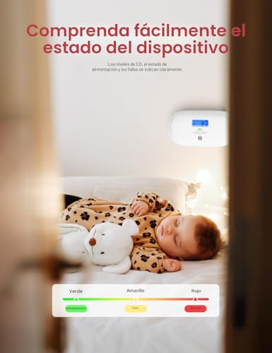 Miniatura 6 de X-Sense Detector De Monóxido De Carbono, Alarma De Co Con Batería Reemplazable Y Pantalla Digital, Alarma De Monóxido De Carbono Portátil Para El Hogar Con Memoria De Valor Máximo De Co, Xc0c-Sr