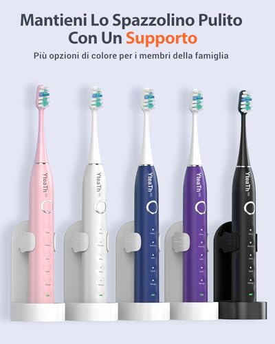 Spazzolino Elettrico Sonico Per Sbiancante Denti - Spazzolino Denti Sonico Adulti Con Custodia Da Viaggio, 5 Modalità, Impermeabile IPX7, Spazzolino Elettrico Da Viaggio Ricaricabile, Bianco Perla - 9