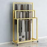Présentoir Commercial en Tissu, Rangement Multi Niveaux pour Écharpes et Tissus avec Roulettes, pour Magasins de Détail, Boutiques, Centres Commerciaux, Expositions(Gold,80x30x150cm/32x12x59in)