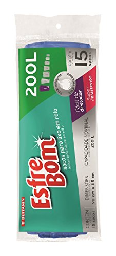 Saco para Lixo Rolo com 15 sacos de 200 Litros, Cor Azul, Linha EsfreBom, Bettanin.