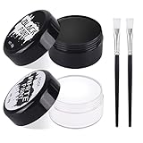 KYDA Schwarz&Weiß Halloween Makeup Schminke Face Paint, Dress Up Non Toxic Face Painting Professionelles Farbpaletten-Kit mit Pinseln für Halloween, Cosplay, Kunsttheater, Cosplay-Clown