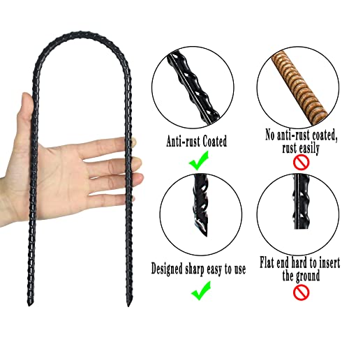 Image of BTSULYOO 12 Pack Trampoline Wind Stakes 12-in Coated Rebar Ground Anchor