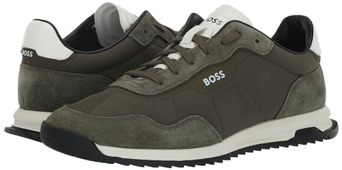 Image of BOSS Men's Zayn Low Profile Suede Leather Two Tone Sneaker