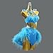 ZYDANC Professional Latin Rumba Performance Costume Cha Cha Ballroom Dresses Modern Dance Suit Feather Hemline Skirt,Blue,M