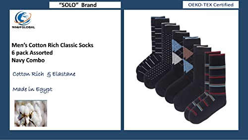 6 pair Pack Navy Multi Combo. Men's Cotton Socks2