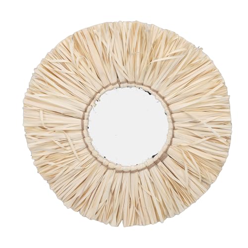Miroir suspendu bohème rond en paille naturelle pour mur maison - 7