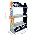 Fantasy Fields - Outer Space Thematic Sturdy Wooden Kids Bookshelf with Hand Crafted Designs, 3-Tier Shelf Bookcase and Toy Storage Drawer, Blue