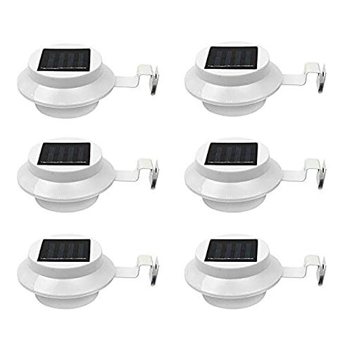 6Pack Outdoor Solar Gutter LED Lights - White Sun Power Smart Solar Gutter Night Utility Security Light