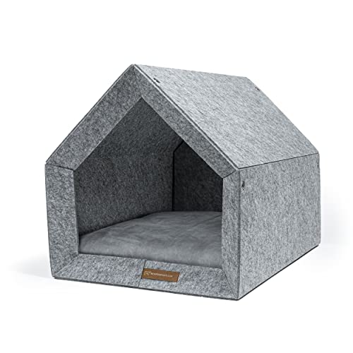 Rexproduct Pethome caseta ecológica, caseta para Perros, Cama para Perros, caseta para Perros, Gatos, Resistente a mordeduras y arañazos, Buena insonorización tamaño S (60x42x43cm) Gris Claro y Gris