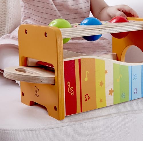 Image of Hape Pound and Tap Bench with Slide Out Xylophone - Award Winning Durable Wooden Musical Pounding Toy for Toddlers, Multifunctional and Bright Colours