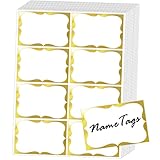 Gold Foil Name Tags Stickers, 3.5' x 2.25' Adhesive Sticky Name Tags Gift Labels for Class Union, Conference, Family Gatherings, 200PC (Gold)