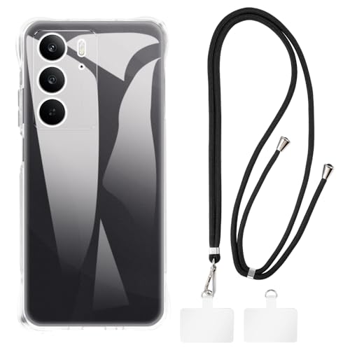 Shantime �P�[�X�ƃN���X�{�f�B�X�g���b�v�Z�b�g OPPO Realme C75x 4G �Ƃ̌݊������� �g�уJ�o�[�Ƌ����o�b�N���t�������\�l�b�N�X�g���b�v�����2���̃p�b�`�t��(�N���A + �u���b�N)