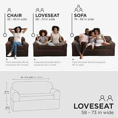 Maytex Pixel Ultra Soft Stretch 2 Piece Furniture Cover Loveseat Slipcover, Chocolate #TOP3
