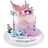 21pcs Mermaid Cake Topper - Mermaid Tail Cake Decorations with Seaweed Shells Starfish Coralal Under the Sea Cake Decorations for Birthday Party Decorations (Pink Purple)