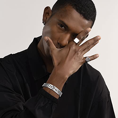 U7 Men Cool Bracelet With Chain Detaching Device Stainless Steel 15Mm Wide Link Wristband Bracelets (Length 22Cm) #TOP1