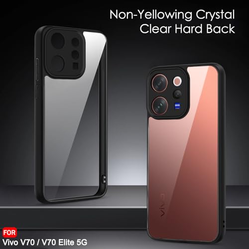 Image of TheGiftKart Hybrid Shockproof Back Cover Case for Vivo V70 / V70 Elite 5G | Camera Protection Module | Hard Back Cover Case for Vivo V70 / V70 Elite 5G (PC & TPU, Transparent Clear Back, Black Sides)