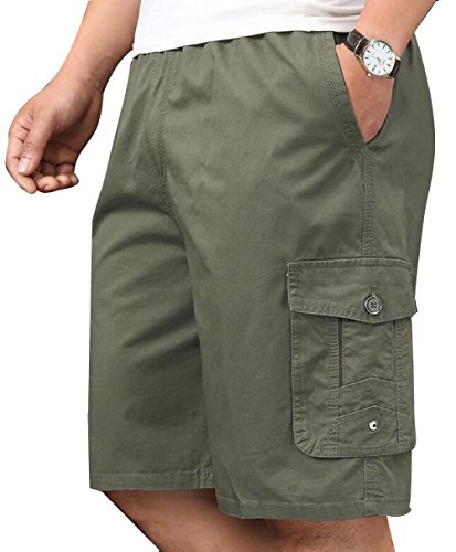 Yanggutown HSB181KHAKI5XL Men'S Cotton Lightweight Loose Fit Cargo Shorts Full Twill Elastic Waist Drawstring Shorts Khaki 40 thumb #2