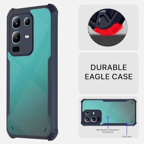 Image of Pikkme Back Cover for Infinix Note 50x 5G | Ultra Hyrbid | Full Camera Protection | Raised Edge | Crystal Clear Transparent Bumper Case (Blue)
