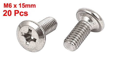 Miniatura 3 de uxcell M6x15mm rosca macho Phillips Tornillo de cabeza plana adecuado para muebles de cama doble, estante de TV, colgante de pared, 20 piezas