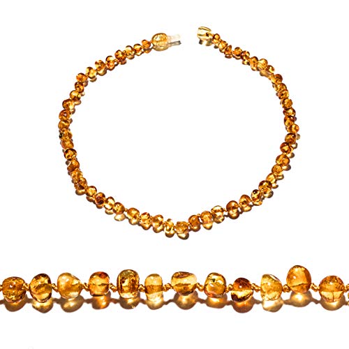 Amber Teething Necklaces (12,5 Inches) with safe Pop style clasp. Handcrafted of oval