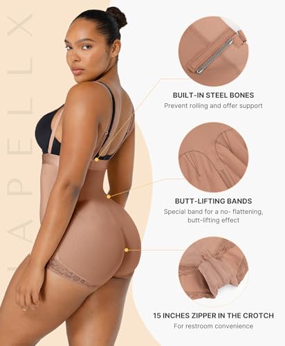 Image of SHAPELLX Fajas Colombianas Shapewear for Women Tummy Control Postpartum Body Shaper Butt Lifting Open Bust Bodysuit