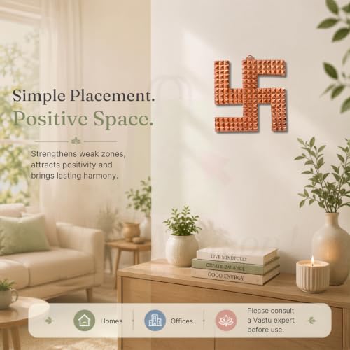 Image of TREE MAISON CORONATING HOMES Copper Swastik (卐) Sathiya Wall Hanging Yantra | 4 Inches | Vastu Door Hanging for Good Luck & Auspicious Energy | Decorative Home Decor Symbol for Positive Vibes