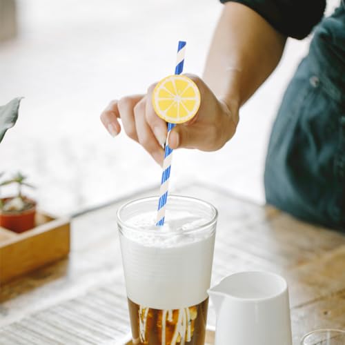 50 Pitillos de Papel Azul con Rayas para Fiestas miniatura 3