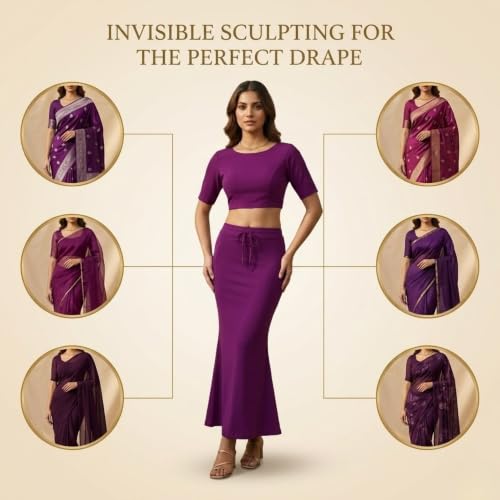 Image of Women's Saree Shapewear - Slim Fit Stretchable Petticoat for Sarees | Comfortable Waistband | Body Shaping Underskirt