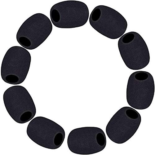 Lapel Microphone Windscreen, Headset Windscreen 10 Pack Mic Foam Covers Lavalier Microphone Windscreen for Variety of Headset Microphone, Tough Sponge Material, Microphone Noise Reduction, Black