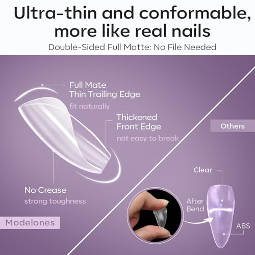 Image of modelones Extra Short Square Fake Nail Tips - 510Pcs Full Matte Gel Tips Pre-shaped Full Cover Clear Acrylic Gel Kit False Press on Nails for Extension DIY Salon 15Sizes