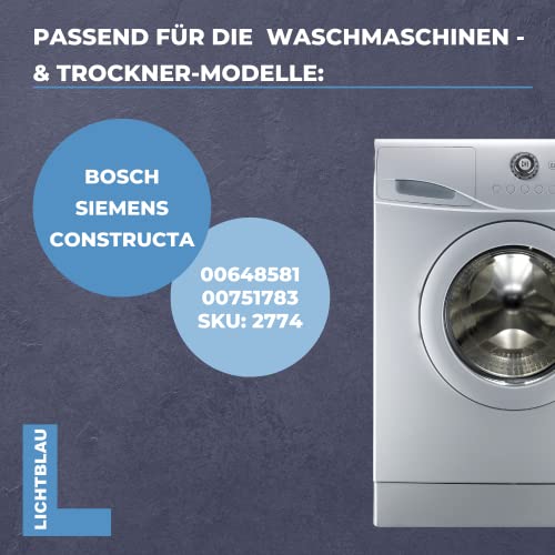 Lichtblau Türgriff mit Achsen in silber für Bosch Siemens 00648581 00751783 I Griff aus Kunststoff für Waschmaschinen & Waschtrockner I Ersatzteile Bosch Waschmaschinen & Kondenstrockner