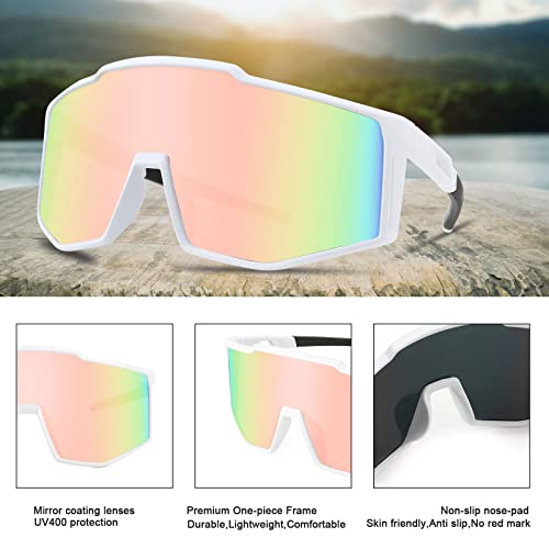 Karsaer Vision Wrap Around Shield Sunglasses Rave Neon Visor One Piece Mirrored Shades 80S 90S Cycling Sports Baseball #TOP5